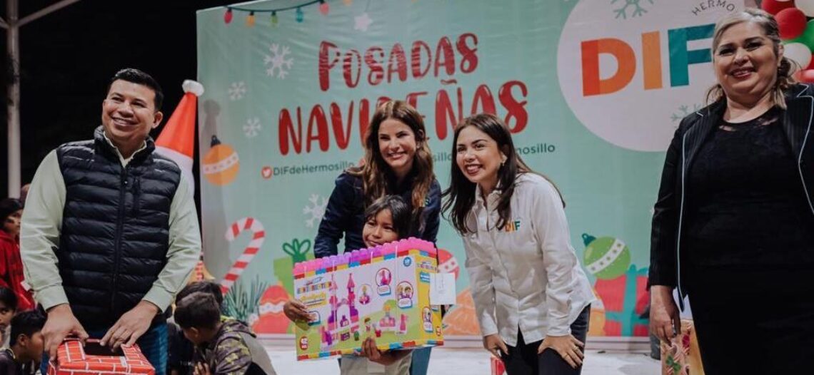 Encabeza Patricia Ruibal Zaragoza posada navideña de DIF Hermosillo en Miguel Alemán